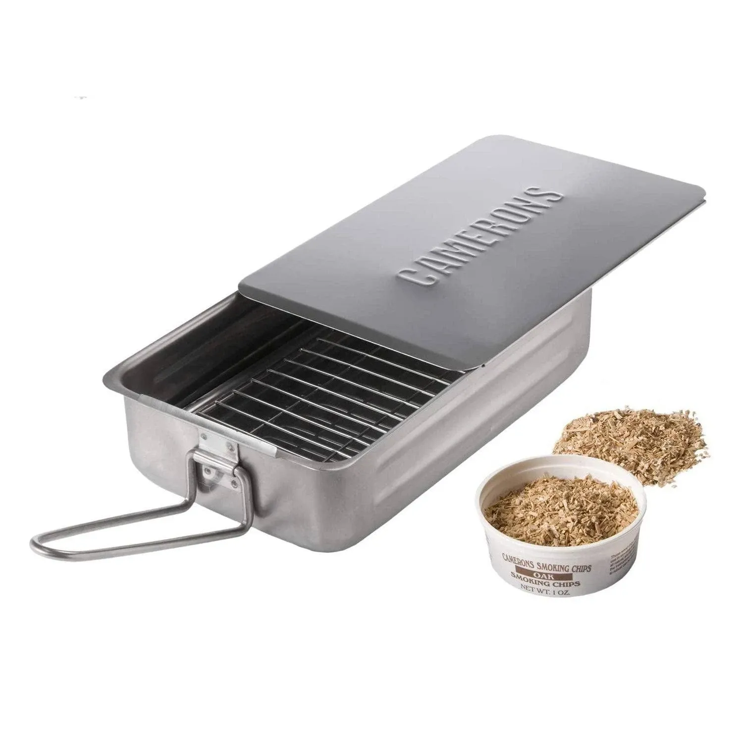 Gourmet Mini Stovetop Smoker - Stainless Steel Smoker Box w/Hickory Smoking Wood Chips - Works On Any Heat Source, Indoor Stovetop or Outdoor BBQ Grill-Great Fathers Day Gift & Grilling Gift for Men