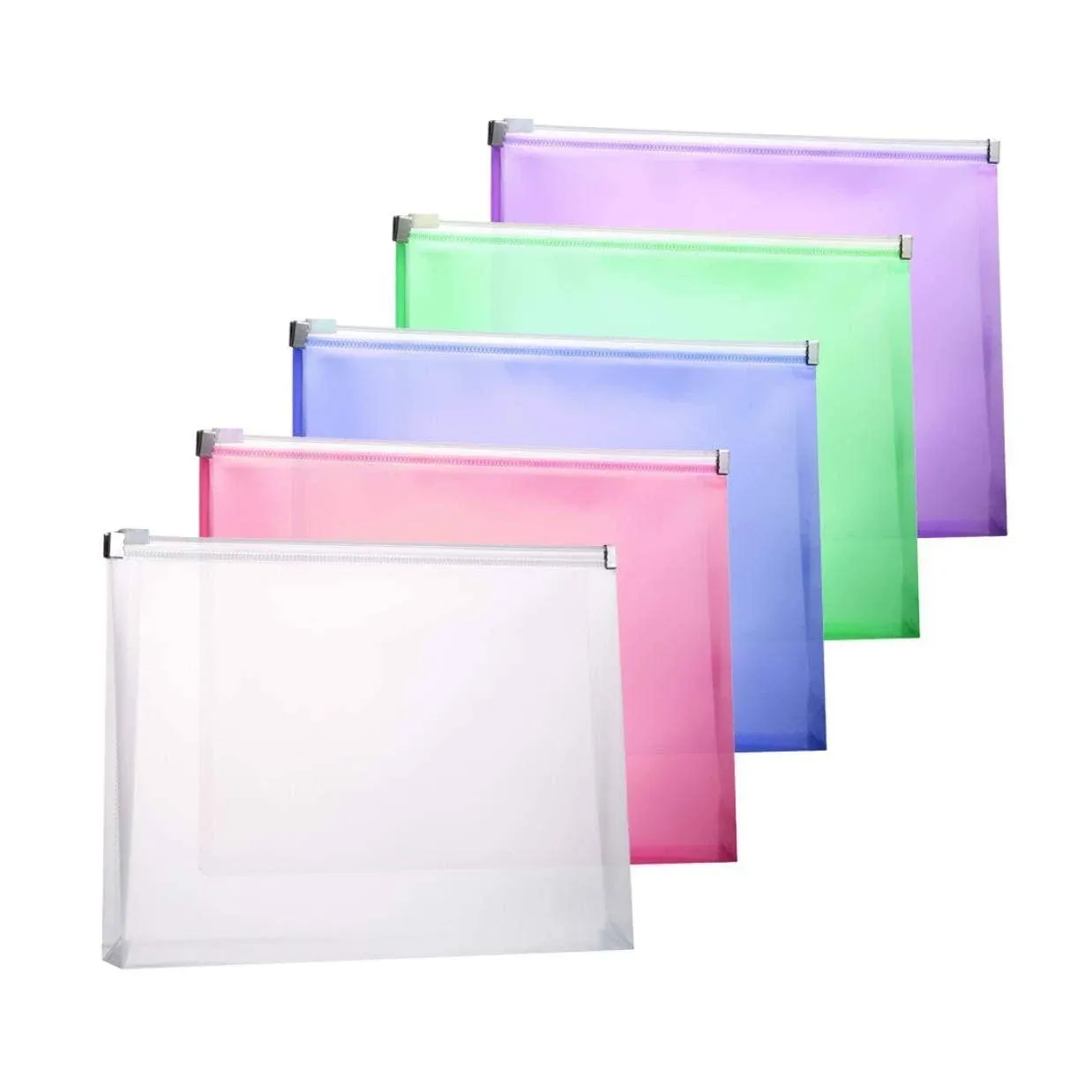 Plastic Envelopes, TIENO 5pcs Legal Size Poly Zip Envelope with Zipper, Expanding ...