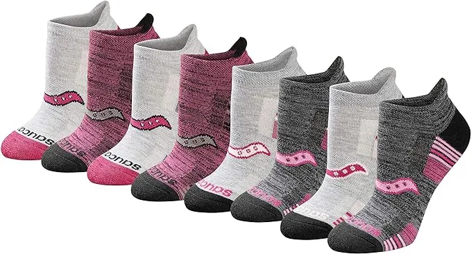 Saucony Women's RunDry Performance Heel Tab Athletic Socks, Available in S-L (8, 16, 24 Pairs)