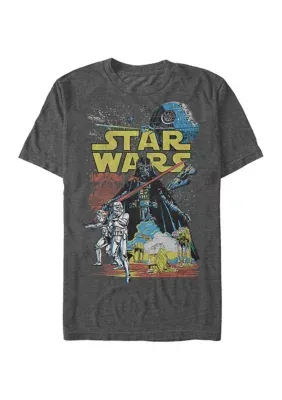 Men's Officially Licensed Star Wars Graphic Top, Grey, Large