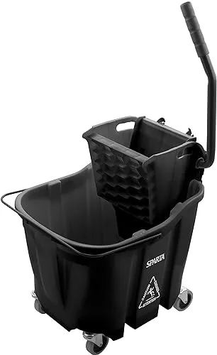 Carlisle FoodService Products Omnifit Mop Bucket with Side Press Wringer for Floor Cleaning, Kitchens, Restaurants, Office, And Janitorial Use, Polypropylene (Pp), 35 Quarts, Black