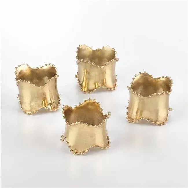 Saro Collection Classic Design Napkin Ring Gold Set of 4