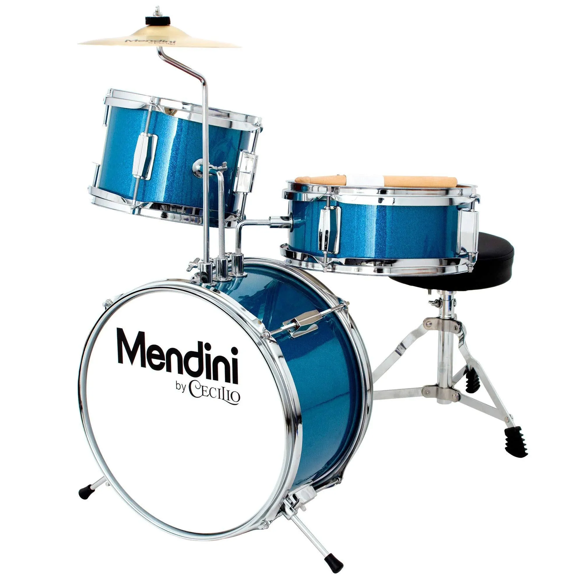 Mendini by Cecilio 13 inch 3-Piece Kids/Junior Drum Set with Throne Cymbal Pedal ...