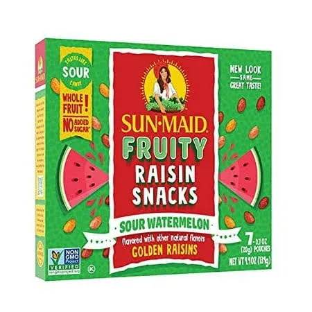 Sun-Maid - Watermelon Sour Raisins Snacks, 0.7 Ounce Snack Bag (28 Total), Dried ...