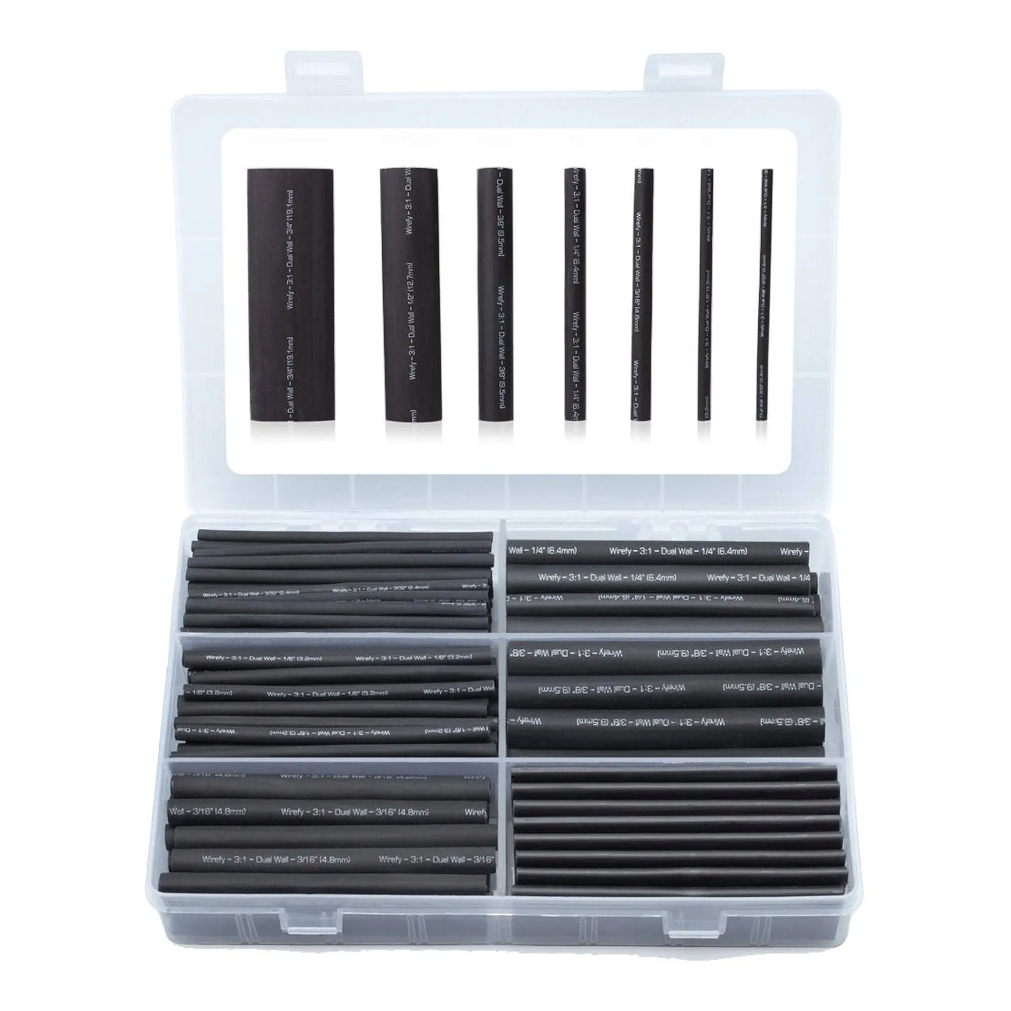 Wirefy Heat Shrink Tubing Kit 180 PCS - 31 Ratio Adhesive Lined Wire Shrink W...