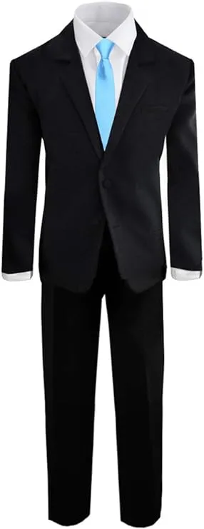 Black n Bianco Boys' Formal Black Suit with Shirt and Vest