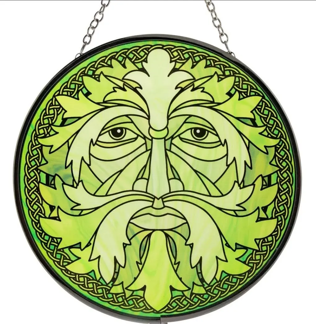 Glass Suncatcher 6in - Celtic Green Man