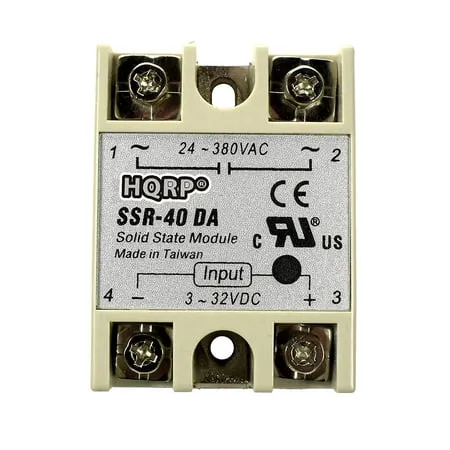 HQRP SSR-40DA Solid State Relay Module 3-32V DC Input 24-380VAC Output for PID Thermostat Temperature Controller UL Listed