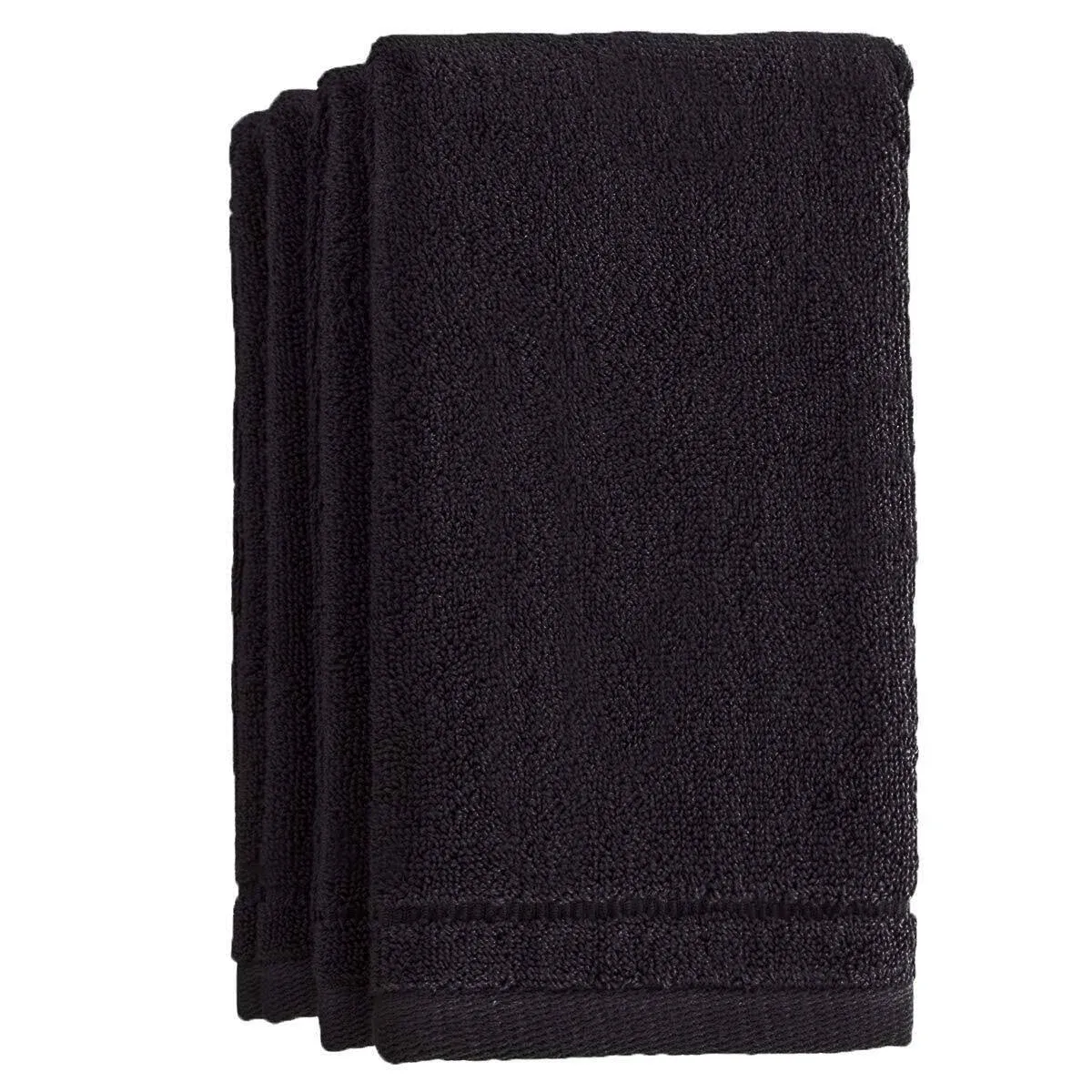 Cotton Fingertip Towels Set Black - 4 Pack - 11 x 18 Inches Decorative Small ...