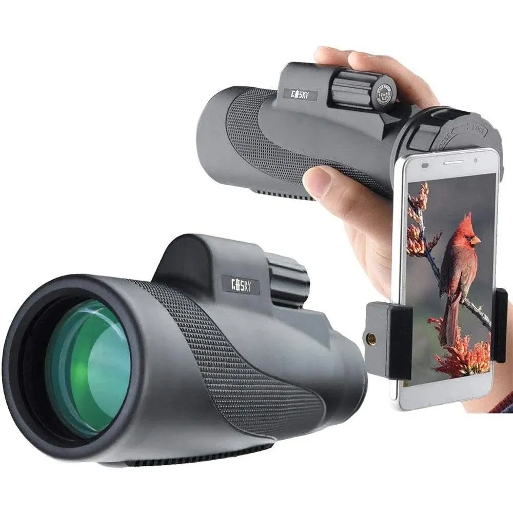 Gosky Titan 12x50 High Power Prism Monocular and Quick Smartphone Holder