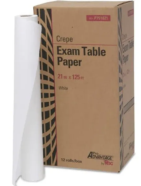 P751021 Pro Advantage Exam Table Paper Creped, (Pack of 12), White, 21"