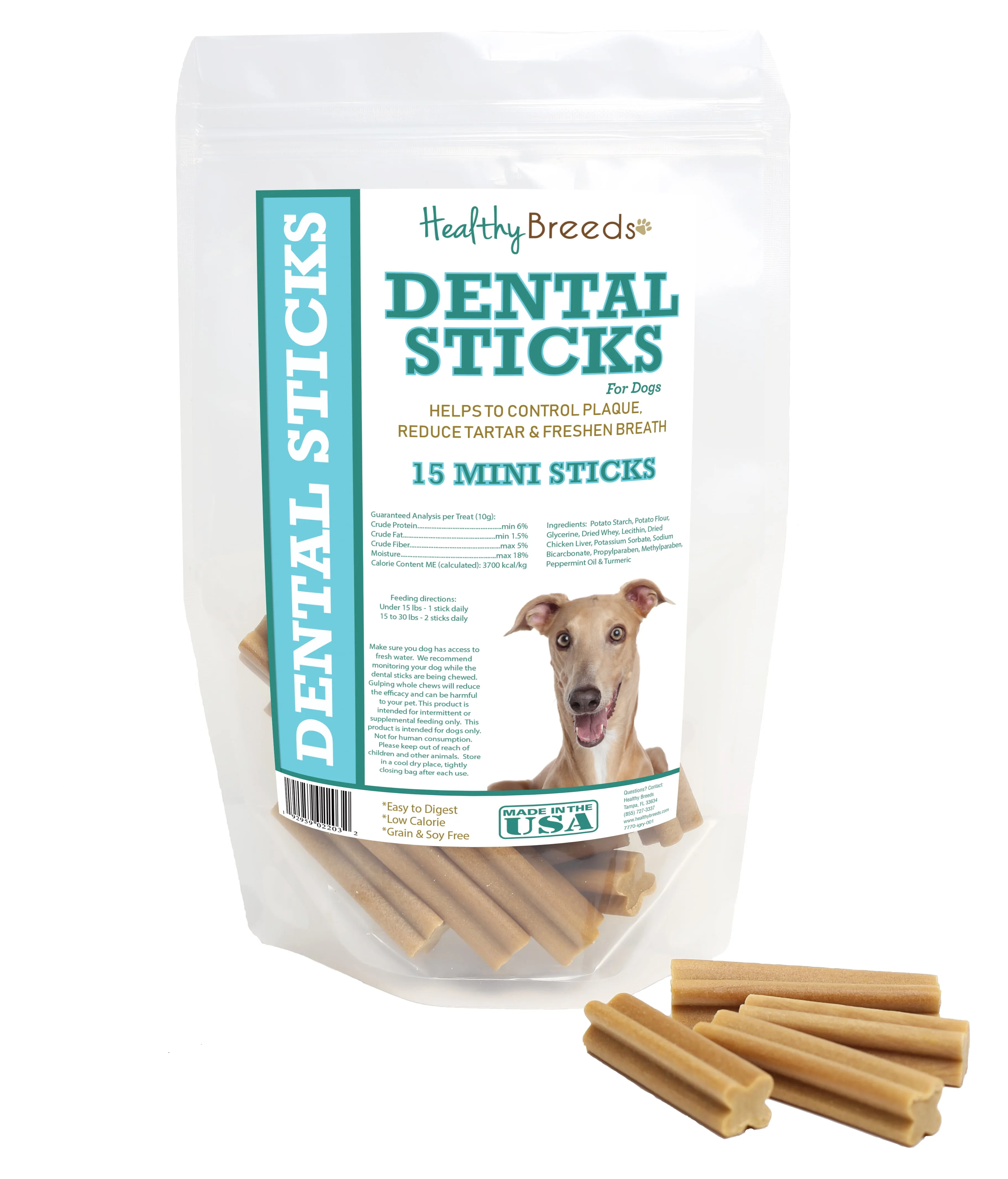 Healthy Breeds Italian Greyhound Dental Sticks Minis 15 Count