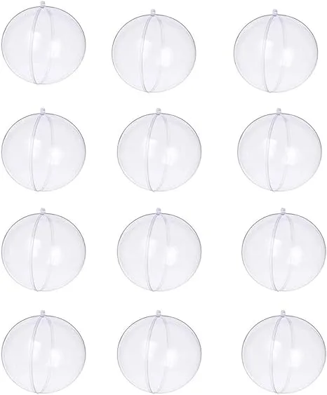 Yeelan 12pcs Clear Plastic Acrylic Transparent Ball Ornament Bauble for Manual ...