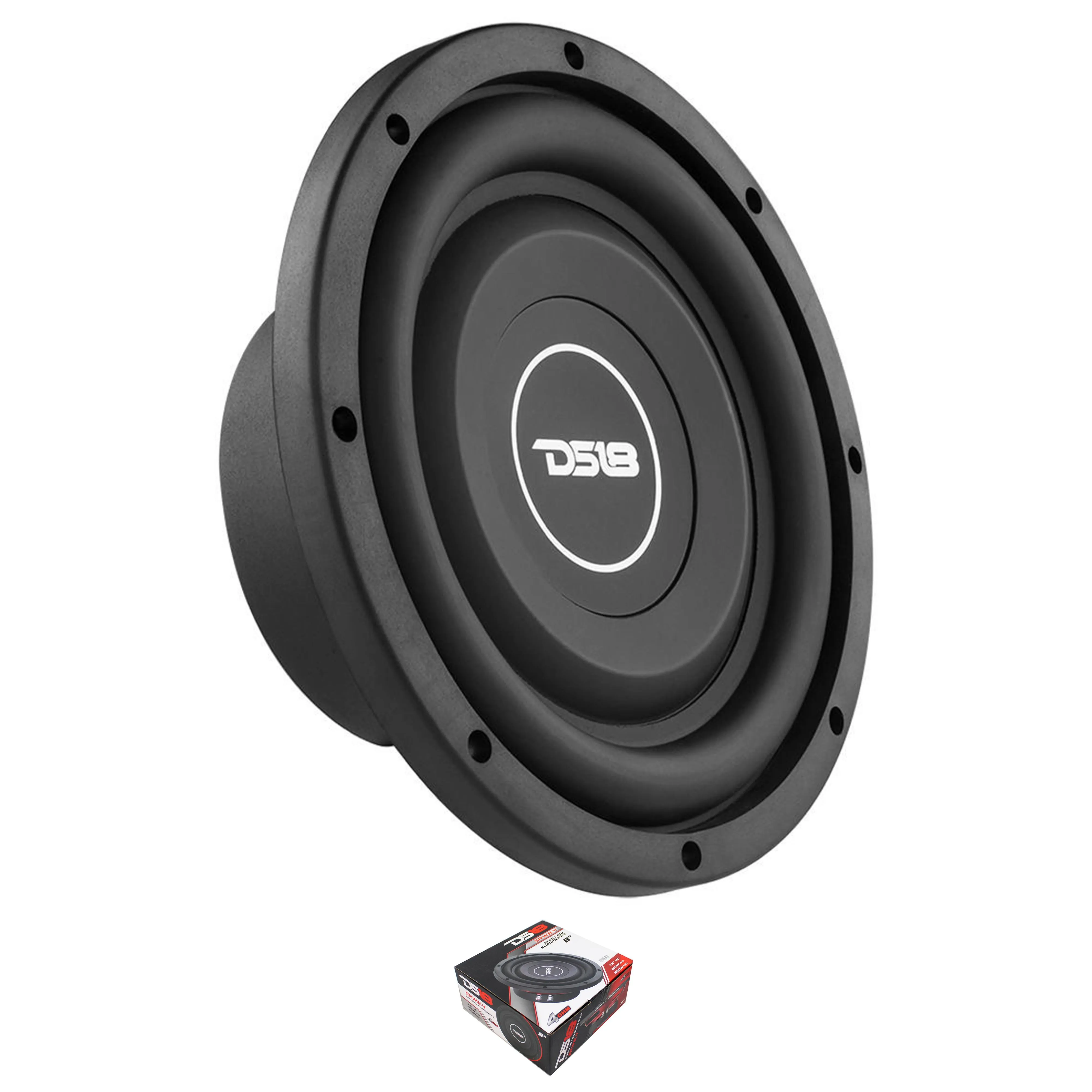 DS18 SRW8.4D 8" Shallow Car Subwoofer - 300 Watts, Dual Voice Coil, 4+4 Ohms Impedance (1 Speaker)