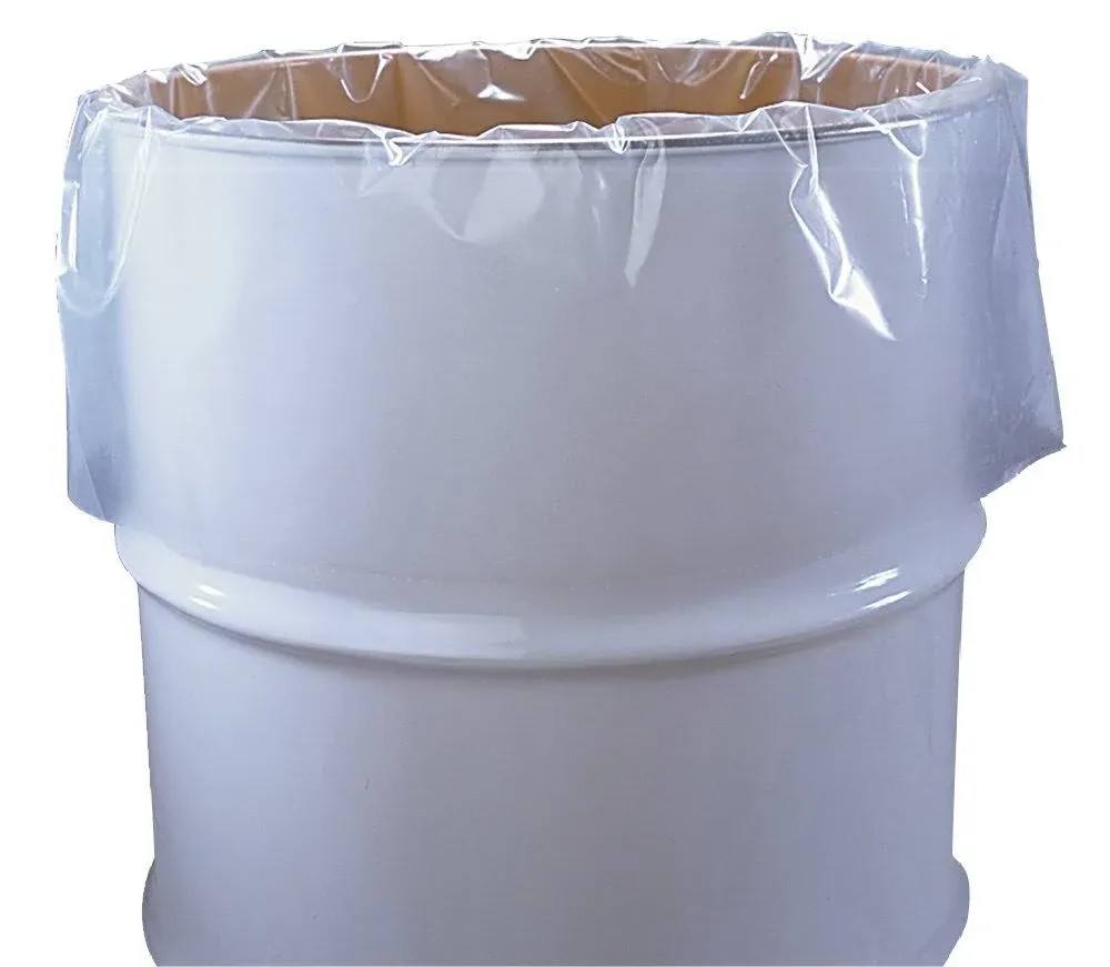 55 Gallon Clear Plastic Drum Liners, Food Grade, 38 inch x 63 inch, 4-mil, Roll of 50