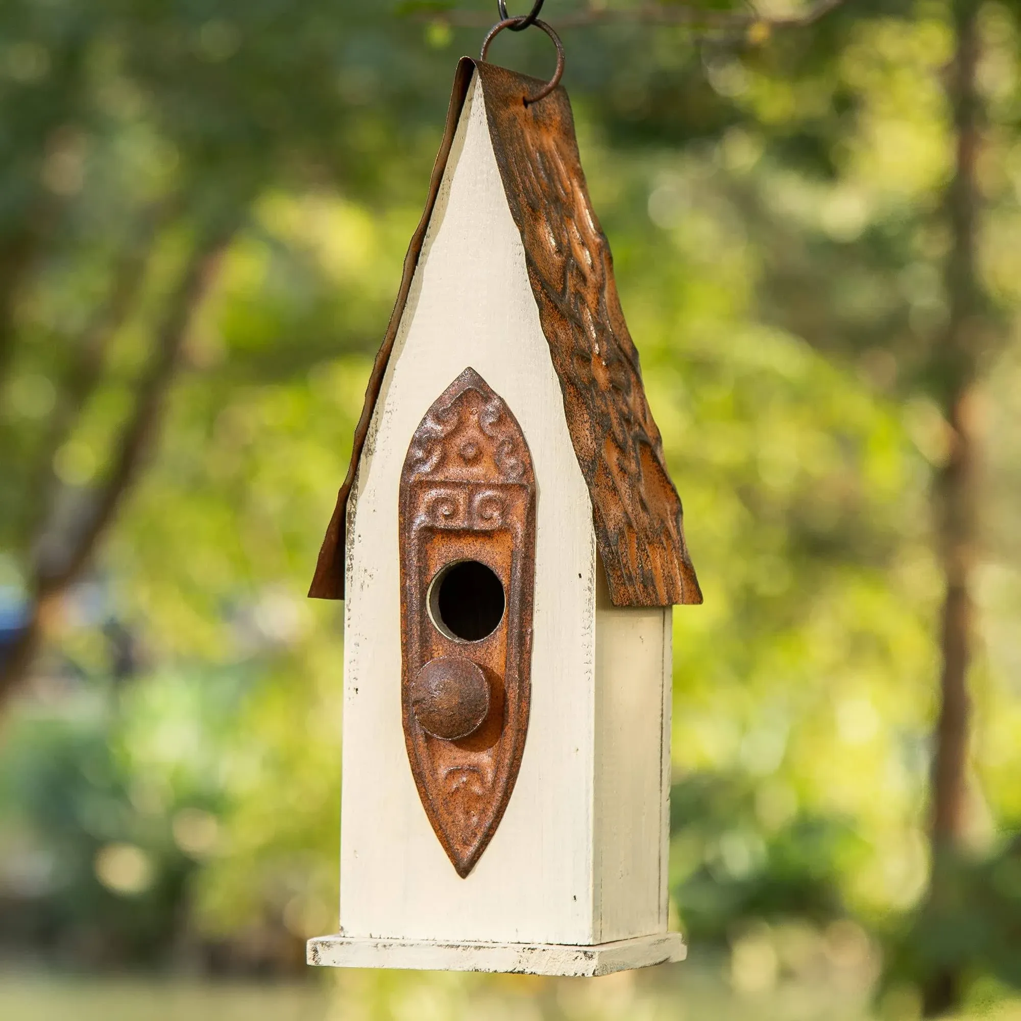 Glitzhome GH90103 Hanging Distressed Wooden Bird House