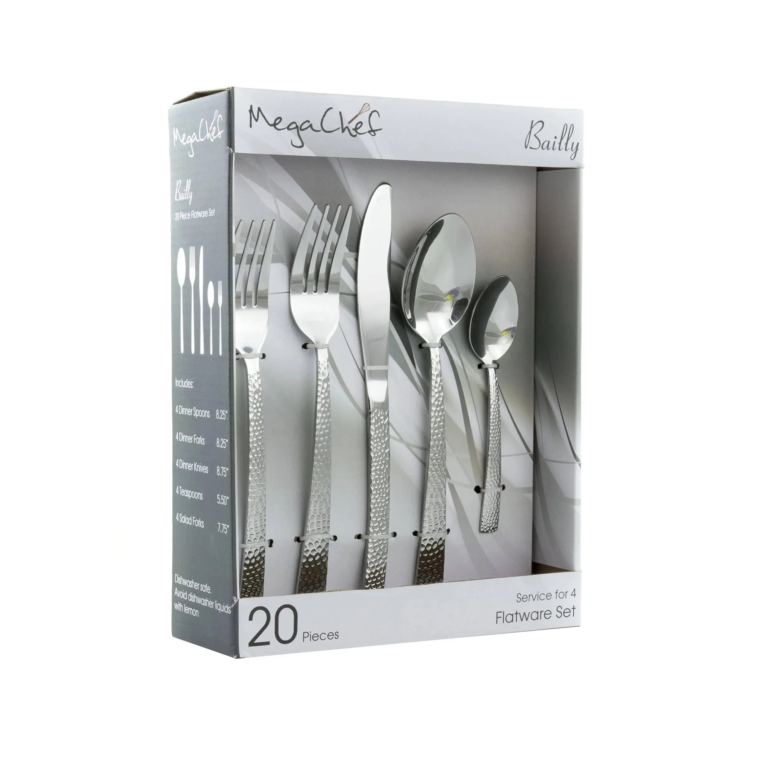 MegaChef Baily Stainless Steel Silverware Silver Flatware Utensil Set (20-Piece)