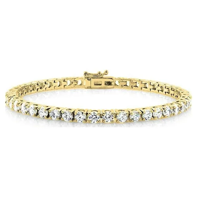 (Yellow Gold) - Cate & Chloe Kaylee 18K Tennis Bracelet, Women's 18K Gold Plated Tennis Bracelet W/Cubic Zirconia Crystals