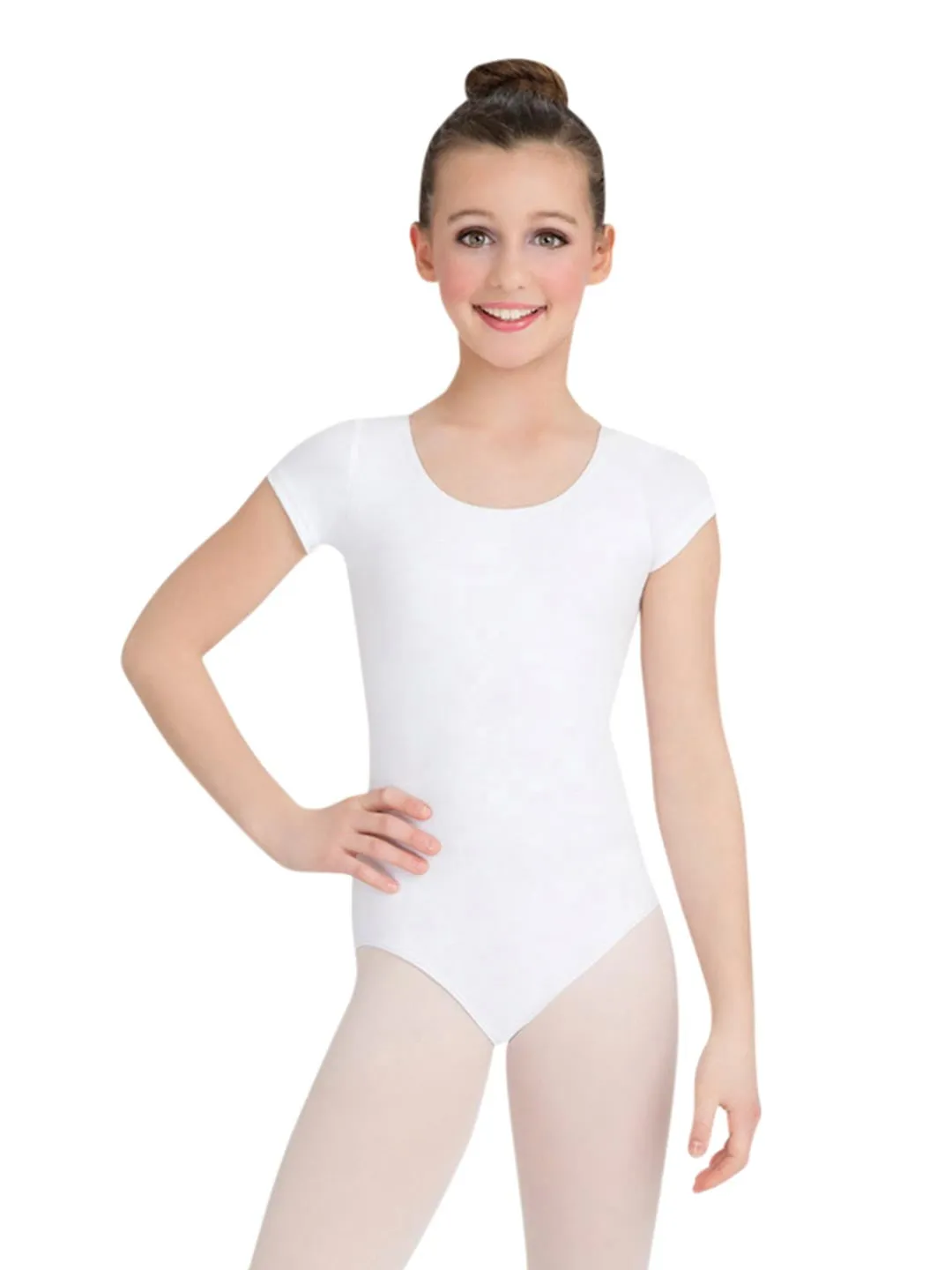 Capezio Girls' Toddler Classic Short Sleeve Leotard, White