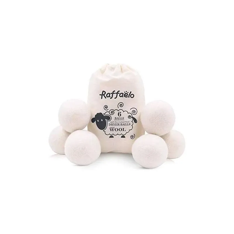 Raffaelo Wool Ball, Dryer Balls XL Premium Reusable Natural Fabric White 