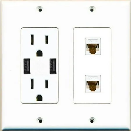 IBL-15A Power Outlet, 1 Port HDMI, 2 Port Cat6 Ethernet - Wall Plate in White