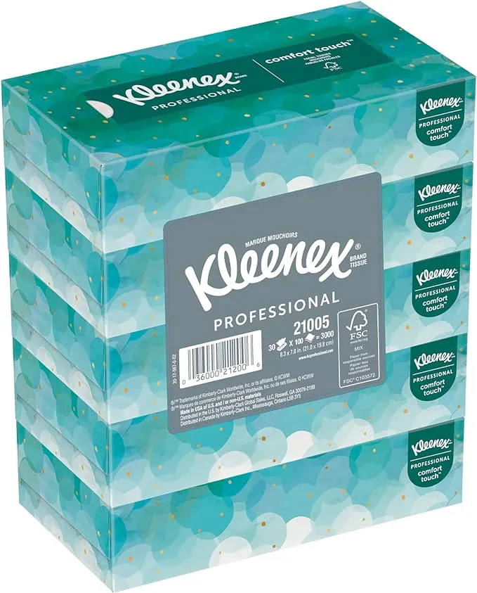 Kleenex® Professional Facial Tissue Cube for Business (21200), Upright Face Tissue Box, 12 Bundles/Case, 3 Boxes/Bundle, 36 Boxes/Case