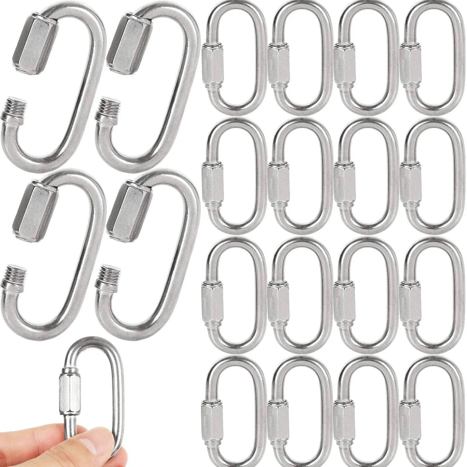 20PCS 1/4 inch Quick Link Stainless Steel Chain Link M6 Oval Quick Link Carab...