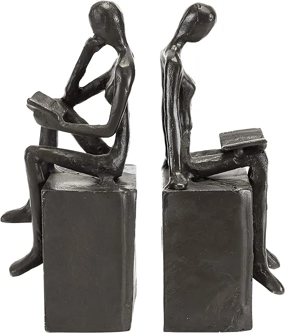 Man and Woman Reading on A Block Cast Iron Bookend Set
      
          Man and Woman Reading on A Block Cast Iron Bookend Set