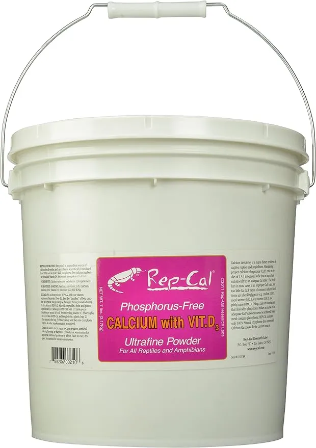 Rep-Cal SRP00210 Phosphorous-Free Calcium Ultrafine Powder Reptile/Amphibian Supplement with Vitamin D3, 7-Pound