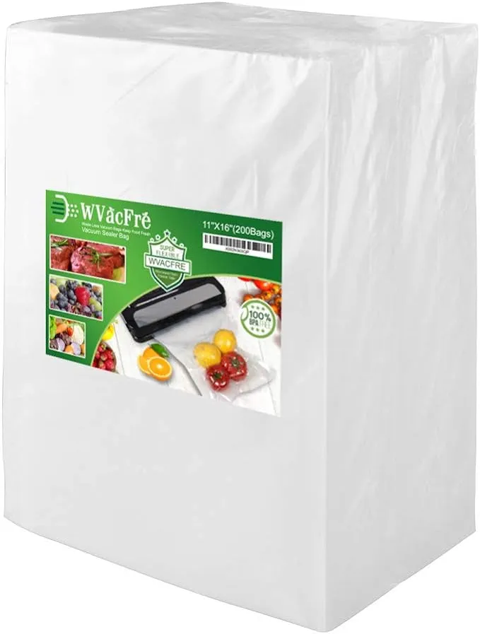 WVacFre 200 Gallon Size11x16Inch Vacuum Sealer Freezer Bags with Commercial Grade ...