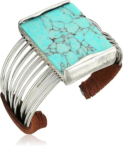 Robert Lee Morris Soho Stone Multi Row Cuff Bracelet, Turquoise