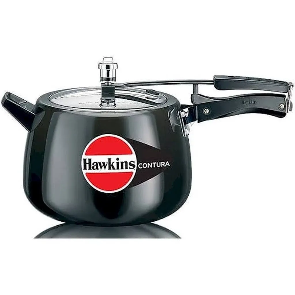 Hawkins Contura Black 6.5 Litre Pressure Cooker, Hard Anodised Cooker, Handi Cooker, Black (CB65)