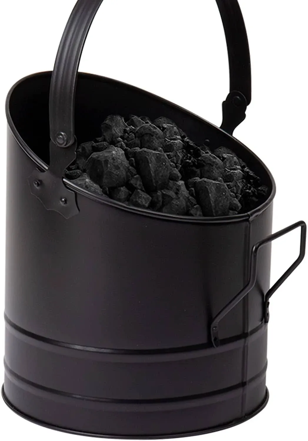 Mind Rader Large Fireplace Bucket with Handle, Black