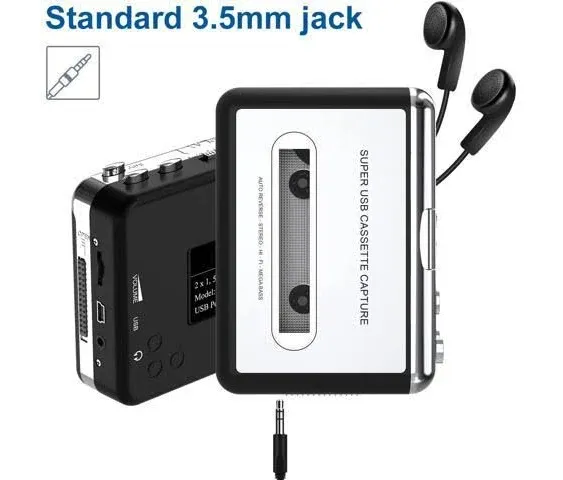 Cassette Player-Cassette Tape to MP3 CD Converter- Powered by Battery or USB,Convert Walkman Tape Cassette to MP3, Compatible with Laptop and PC, USB Cable,Software CD,3.5mm Jack Earphone