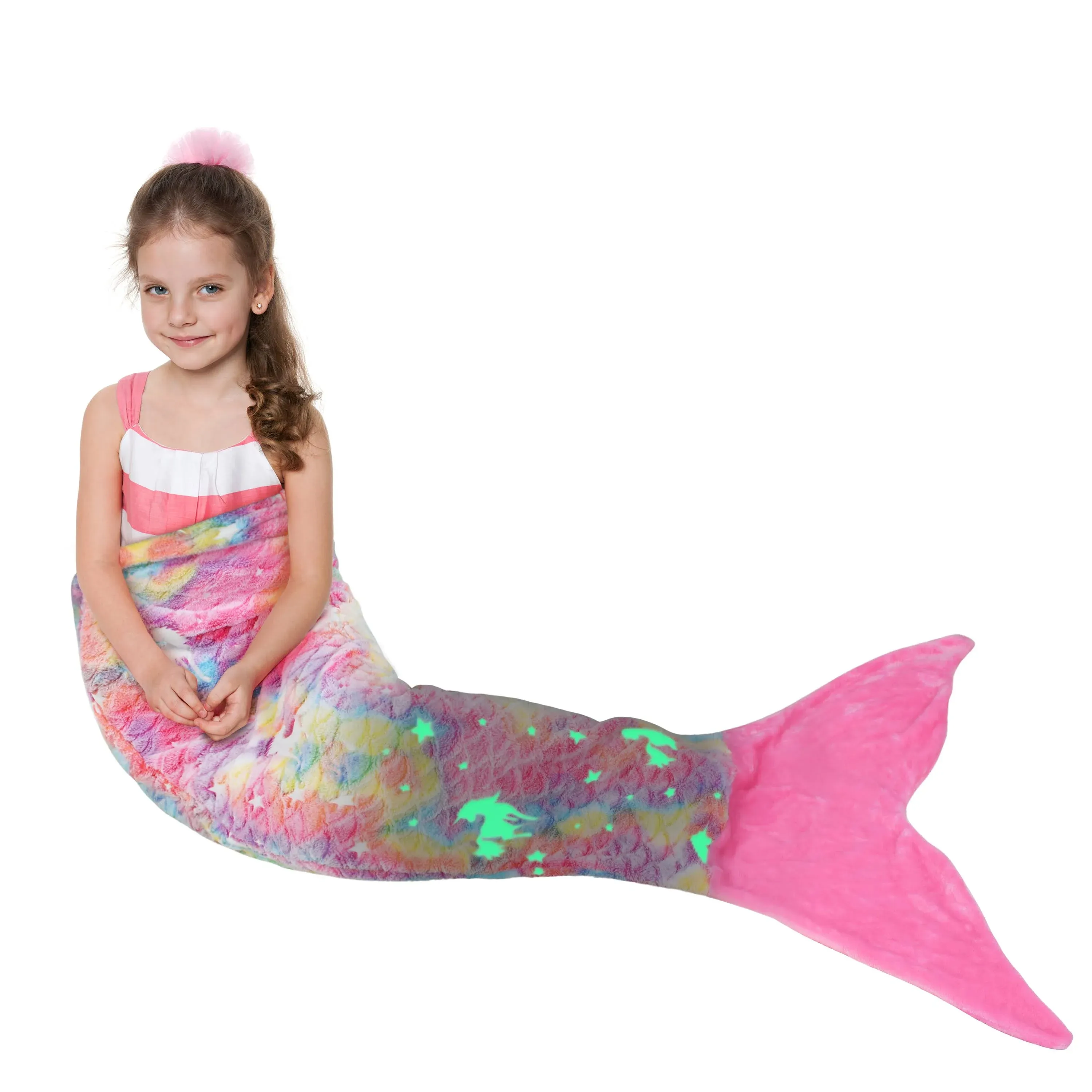 Mermaid Tail Blankets Glow in The Dark Mermaid Sleeping Bag Gifts for Girls Kids  | eBay