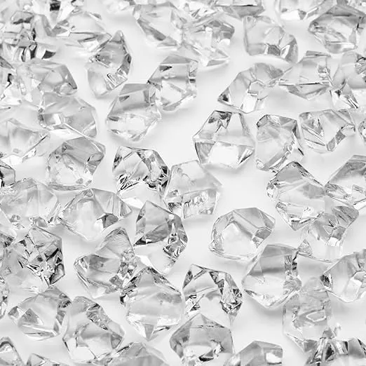 PMLAND Clear Acrylic Ice Rocks Crystals Gems - 1 Inch Length 3 lbs Bulk Bag for