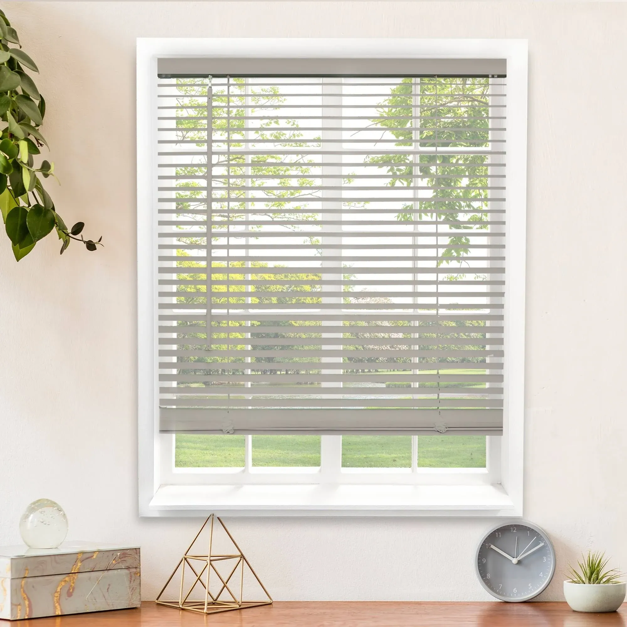 Chicology Cordless 1-Inch Vinyl Mini Blinds 54 inch x 84 inch Gray