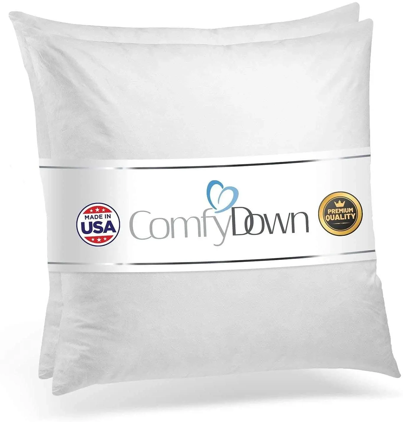 ComfyDown Set of Two, 95% Feather 5% Down Square Decorative Pillow Insert, Sham ...