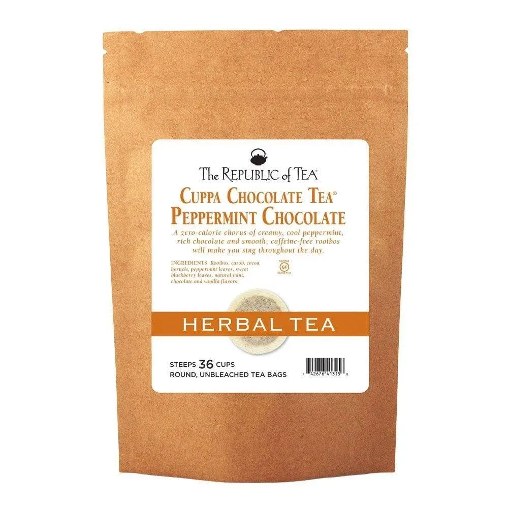 The Republic of Tea Peppermint Cuppa Chocolate Tea, 36 Tea Bags, Rooibos Tea Dessert Blend