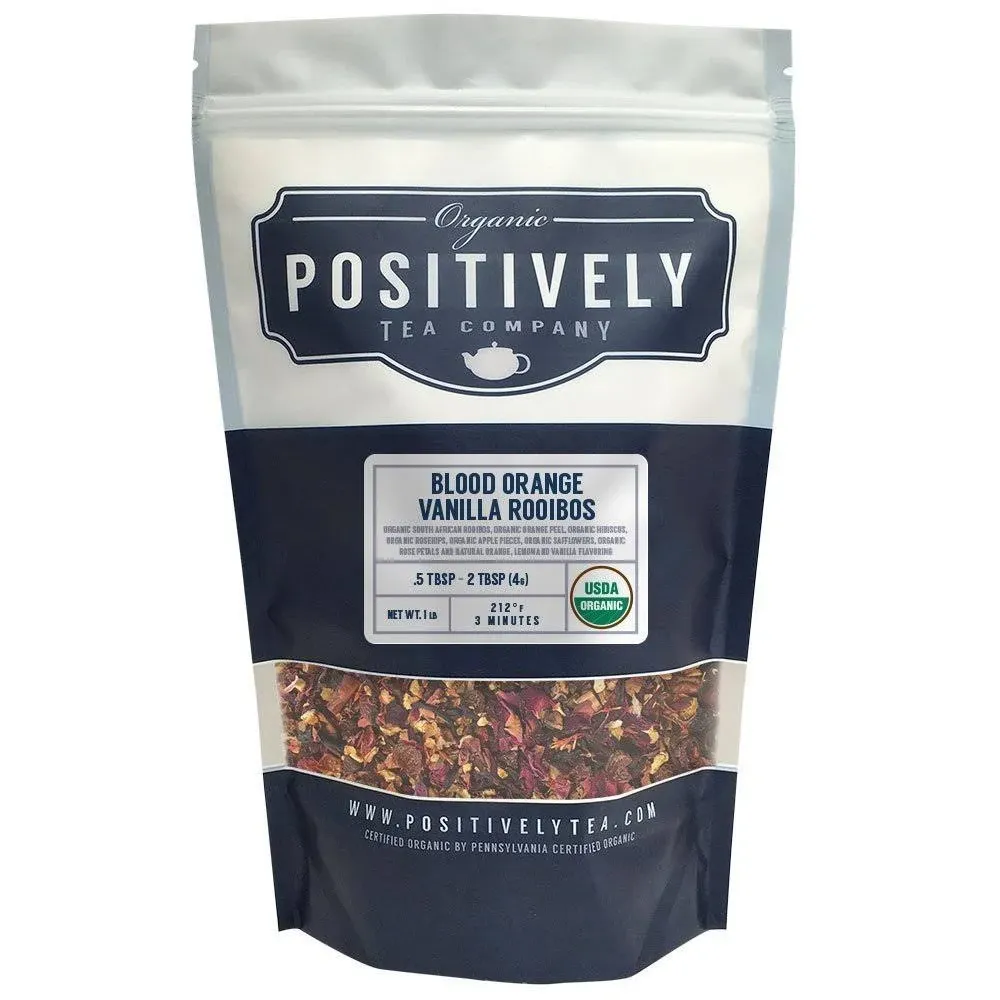 Organic Positively Tea Company Blood Orange Vanilla Rooibos Tea Loose Leaf 16...