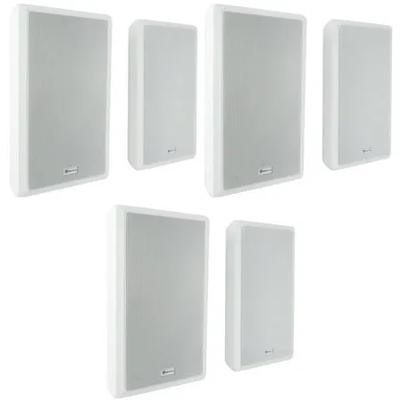 (6) Rockville RockSlim 70W White 5.25 70v Commercial Restaurant Wall Speakers