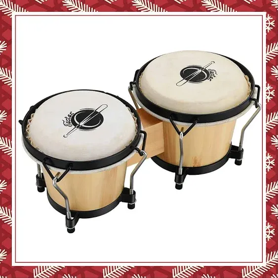 Eastar Bongo Drums 6” and 7” Wood Percussion Instrument Bongos for Kids Adults Beginners Natural Finish, EBO-1