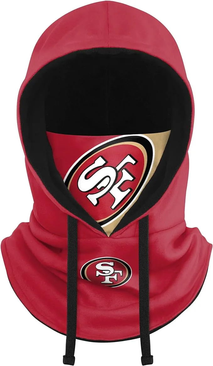 FOCO NFL unisex-adult Nfl Team Logo Drawstring Winter Cap Hooded Gaiter Balaclava Face Cover