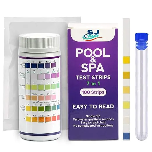 7 In 1 Pool Spa Test Strips Water Testing Kit Hot Tub Test Strips Detects Ph Chl