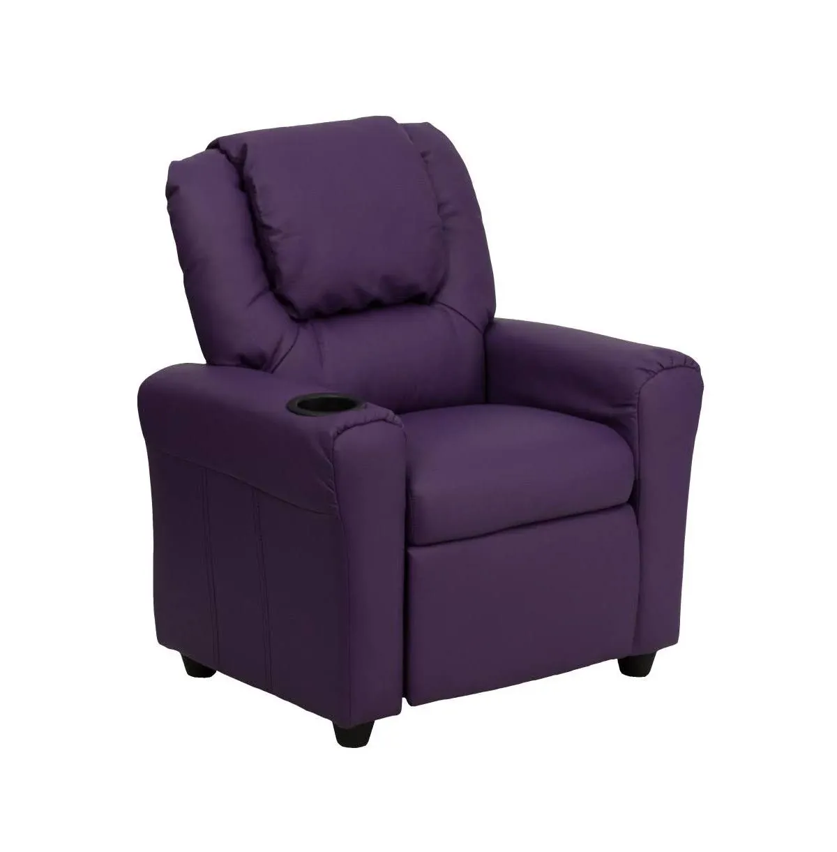 Emma + Oliver Purple Vinyl Kids Recliner with Cup Holder and Headrest