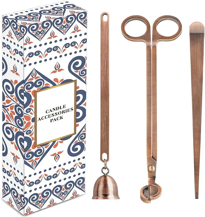 RONXS 3 in 1 Candle Accessory Set, Candle Wick Trimmer Candle Cutter, Candle Snuffer, Candle Wick Dipper with Gift Package for Candle Lover (Copper)