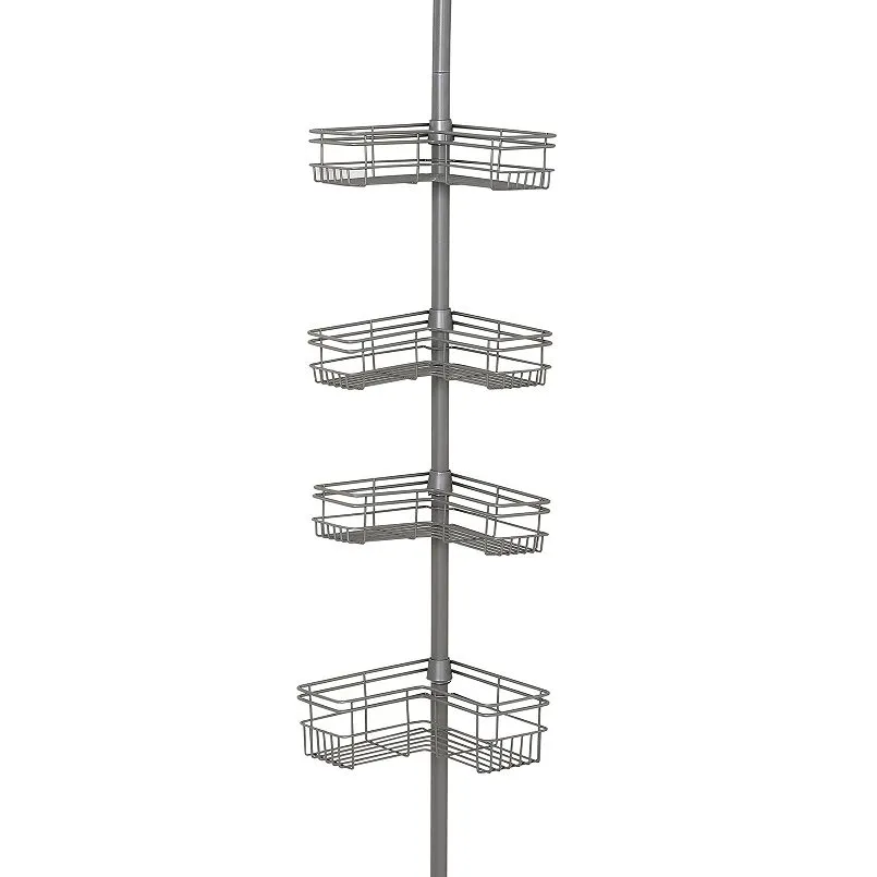 Zenna Home 4-Tier Satin Nickel Finish Tension Corner Pole Caddy