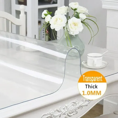 Clear Table Protector 14 x 24 Inch, 1.5mm Thick Plastic Table Cover, Waterproof PVC Clear Table Cover Protector, Desk Protector Mat, Writing Desk Pad for Desktop, Coffee & Dining Room Table