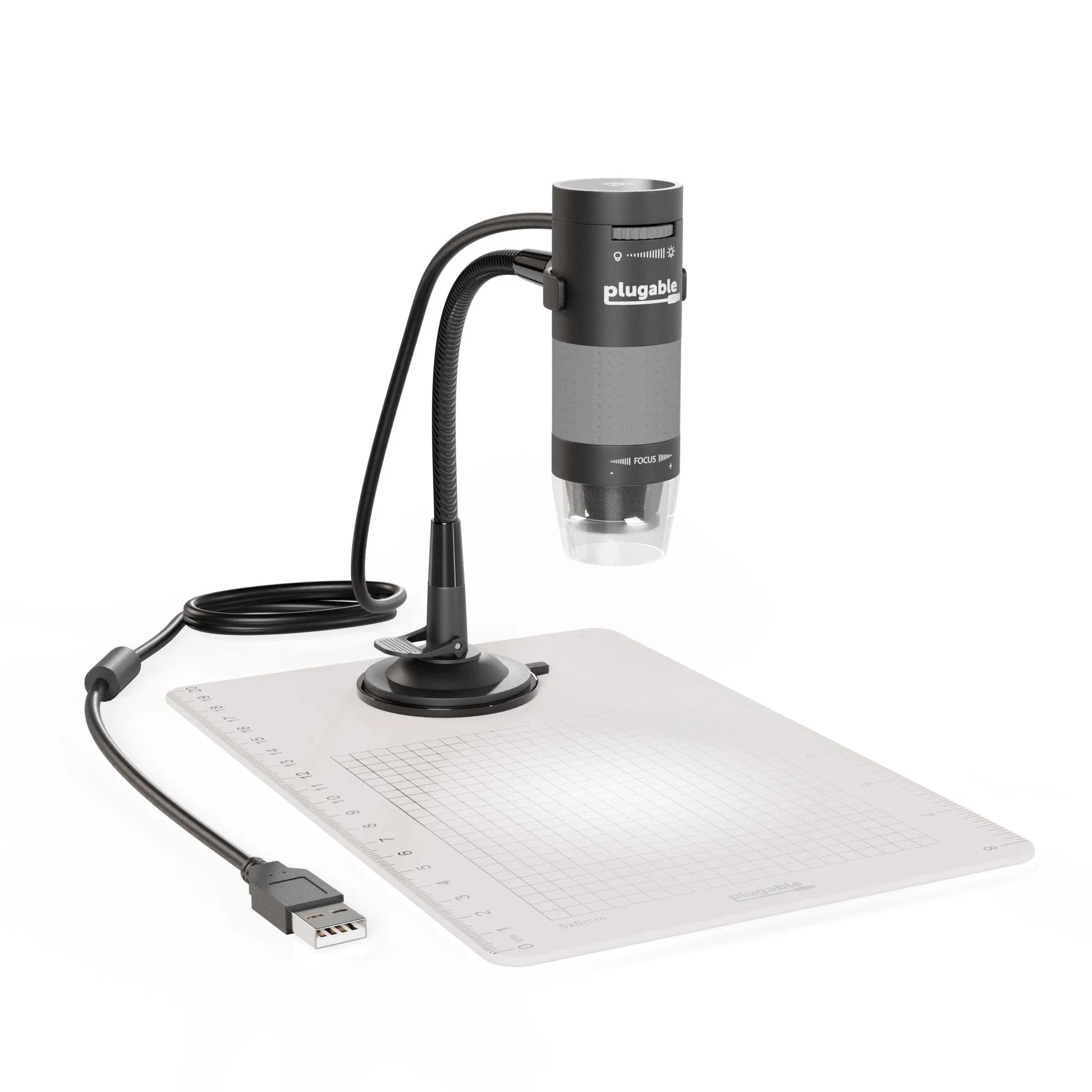 Plugable USB Digital Microscope with Flexible Arm Observation Stand Compatible with Windows, Mac, Linux (2MP, 250x Magnification)