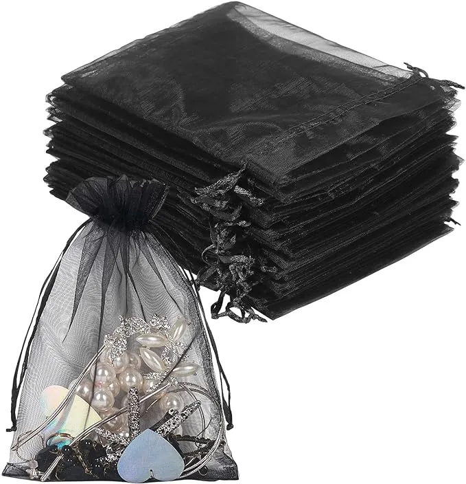 YQL Black Organza Bags,100PCS 5x7 Inch Gift Favor Bags Mesh Fruit Protection ...